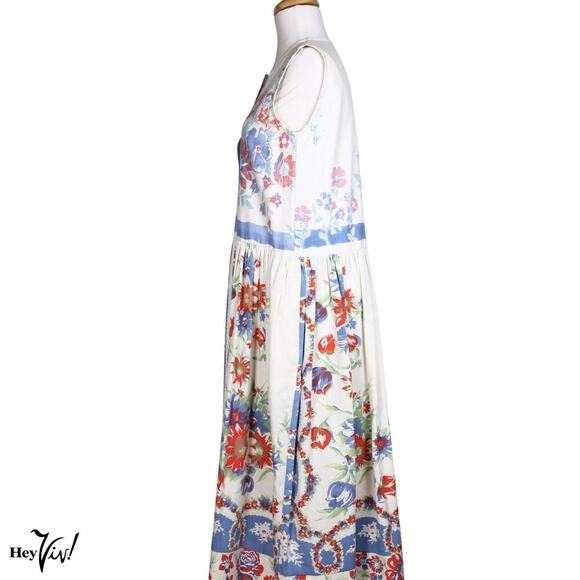 Vintage Kitsch'n Couture Dress Made from Vintage Cotton Tablecloth Sz L -Hey Viv - Picture 5 of 9